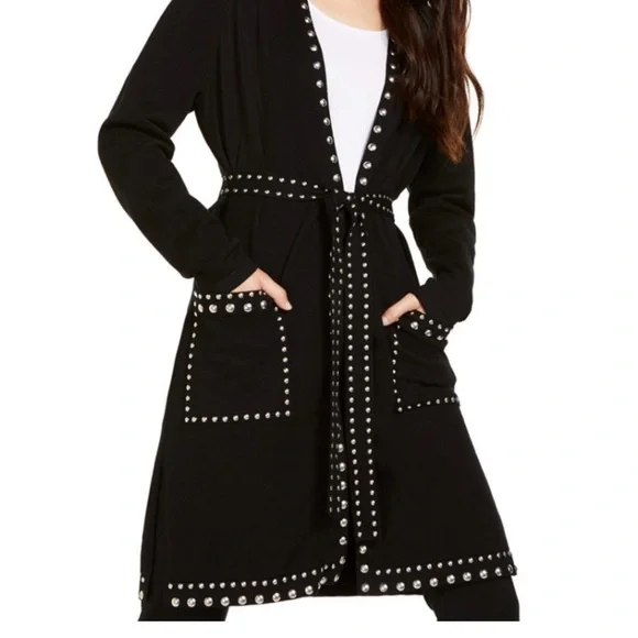 INC International Concepts Black Stud-Trim Women's Long Cardigan/Duster 2X - Picture 1 of 8